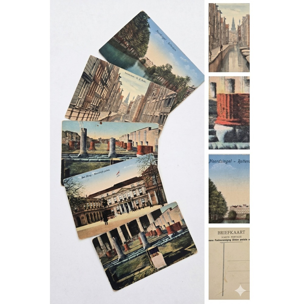 Lot 5 Antique Postcards Netherlands Amsterdam Rotterdam Den Haag Pompeii Italy